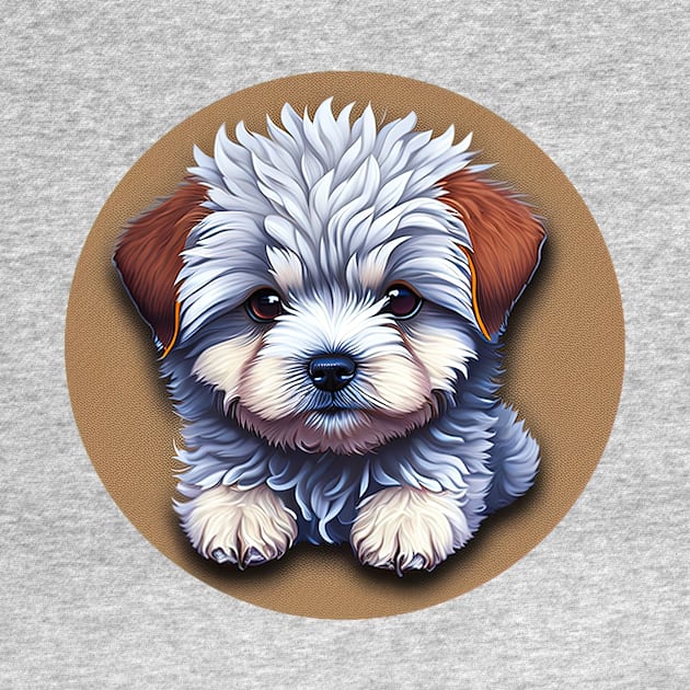 A Cute Cartoon Havanese Puppy Dog Relaxing by SymbioticDesign